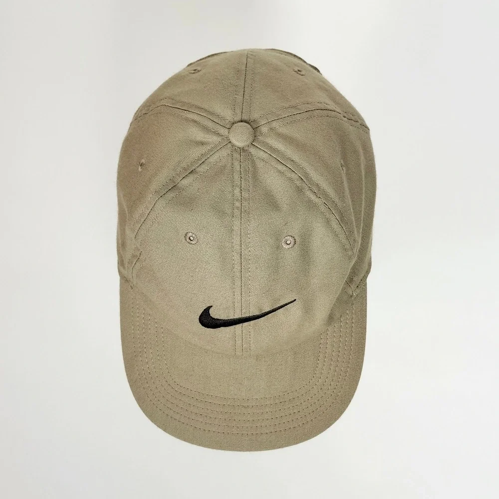 Nike Heritage86 Dri-Fit Hat Cap Khaki Tan Beige Black Swoosh Dad Hat Strapback